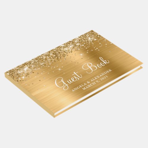 Glittery Gold Foil Wedding Guest Book
