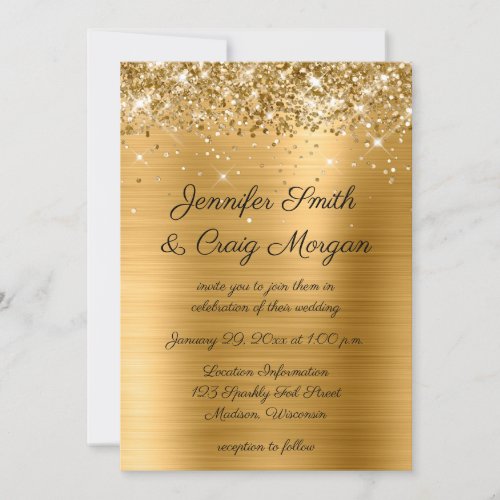 Glittery Gold Foil Wedding Invitation