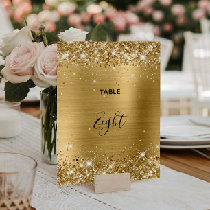 Glittery Gold Foil Wedding Table Number
