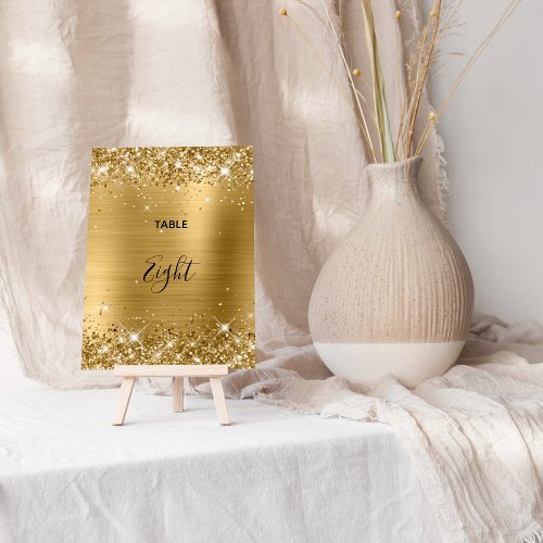Glittery Gold Foil Wedding Table Number
