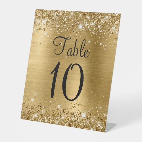 Glittery Gold Foil Wedding Table Number Sign
