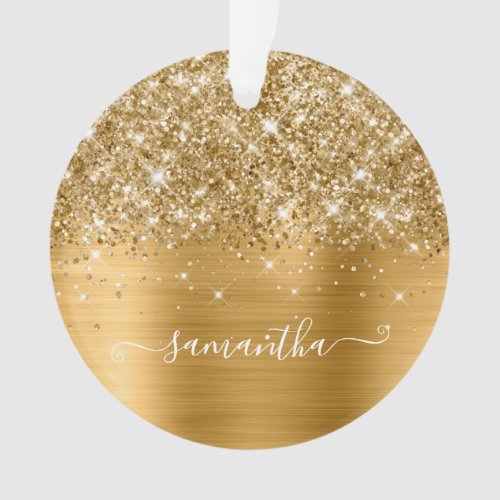 Glittery Gold Girly Signature Calligraphy Ornament