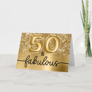 Glittery Gold Glam 50 and Fabulous Card