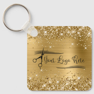 Glittery Gold Glam for Your Logo Keychain