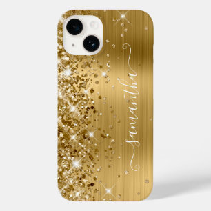 Glittery Gold Glam Girly Swash Signature Case-Mate iPhone 14 Case
