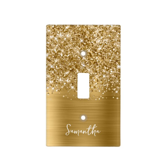 Glittery Gold Glam Light Switch Cover (Front)