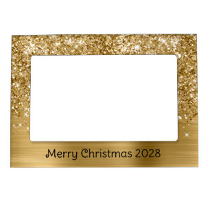 Glittery Gold Glam Merry Christmas Magnetic Frame