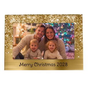 Glittery Gold Glam Merry Christmas Magnetic Frame