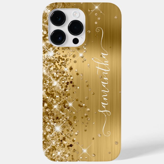 Glittery Gold Glam Modern Girly Signature Case-Mate iPhone Case (Back)