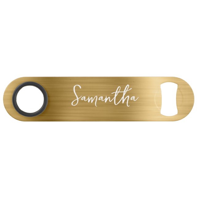 Glittery Gold Glam Name Bar Key (Front (Horizontal))