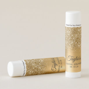Glittery Gold Glam Name Bridal Shower Lip Balm