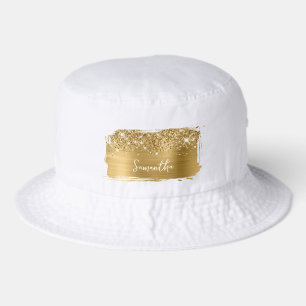 Glittery Gold Glam Name Bucket Hat