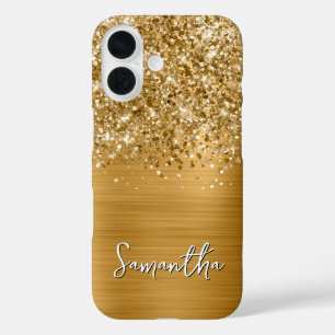 Glittery Gold Glam Name iPhone 16 Case
