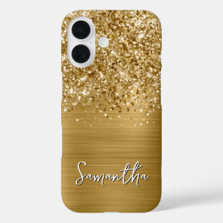 Glittery Gold Glam Name iPhone 16 Case