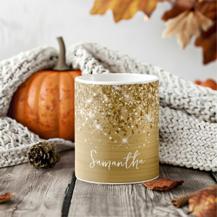 Glittery Gold Glam Name Coffee Mug