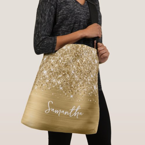 Glittery Gold Glam Name Crossbody Bag