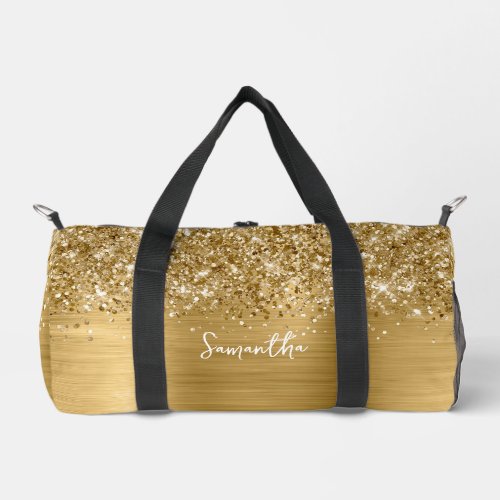 Glittery Gold Glam Name Duffle Bag