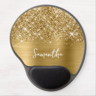 Glittery Gold Glam Name Gel Mouse Pad
