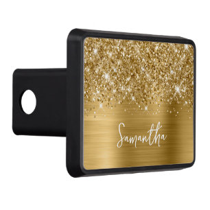 Glittery Gold Glam Name Hitch Cover