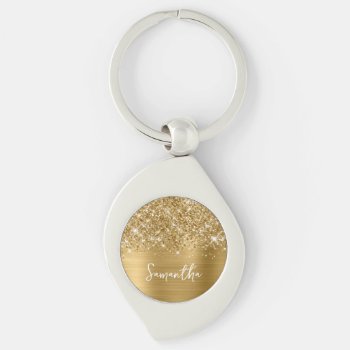 Glittery Gold Glam Name Keychain by annaleeblysse at Zazzle