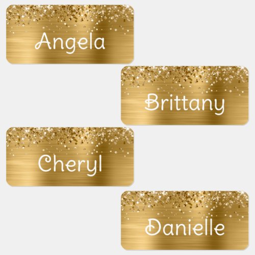 Glittery Gold Glam Name Kids Labels