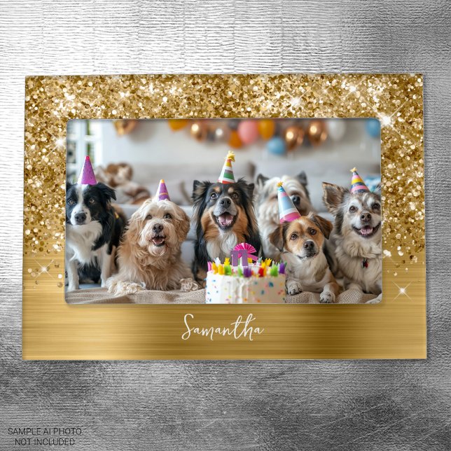 Glittery Gold Glam Name Magnetic Frame (Glittery Gold Glam Name Magnetic Frame)