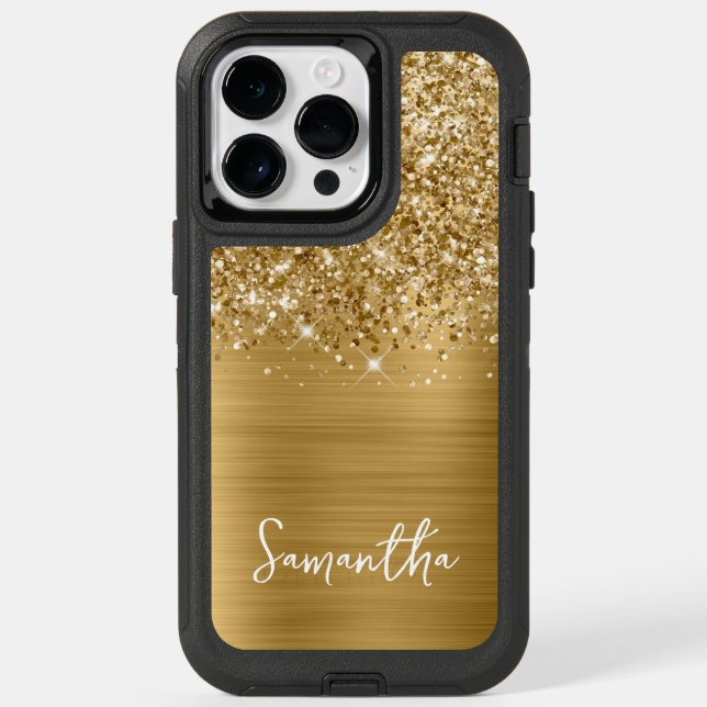 Glittery Gold Glam Name Otterbox iPhone Case (Back)