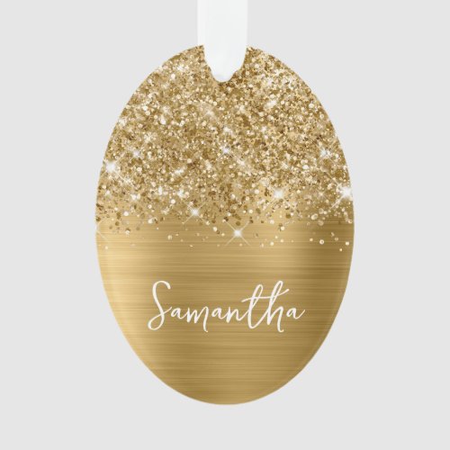 Glittery Gold Glam Name Oval Ornament