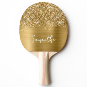 Glittery Gold Glam Name Ping Pong Paddle