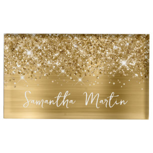 Glittery Gold Glam Name Place Card Holder
