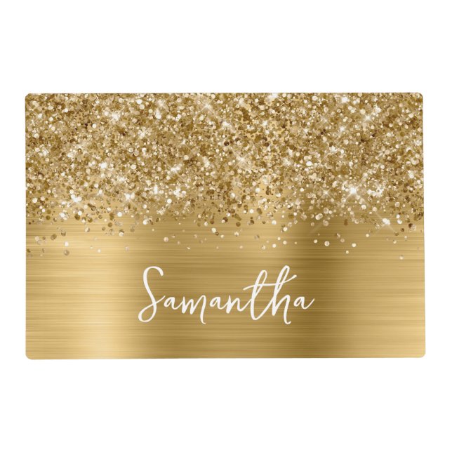 Glittery Gold Glam Name Placemat (Front)