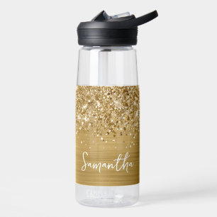 Glittery Gold Glam Name Water Bottle