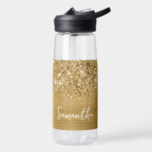 Glittery Gold Glam Name Water Bottle