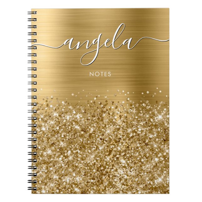 Glittery Gold Glam Notes Notebook (Front)