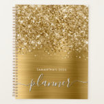 Glittery Gold Glam Planner<br><div class="desc">Create your own personalized or monogrammed planner notebook.
Girly faux gold glitter and brushed metal foil digital art that will print like a photo. 
Extra sparkle and glitter digital art.</div>