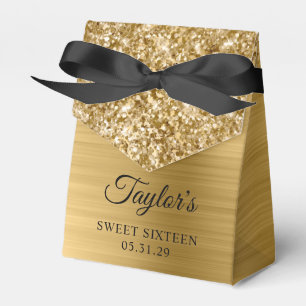 Glittery Gold Glam Sweet Sixteen Favor Boxes