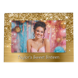 Glittery Gold Glam Sweet Sixteen Magnetic Frame
