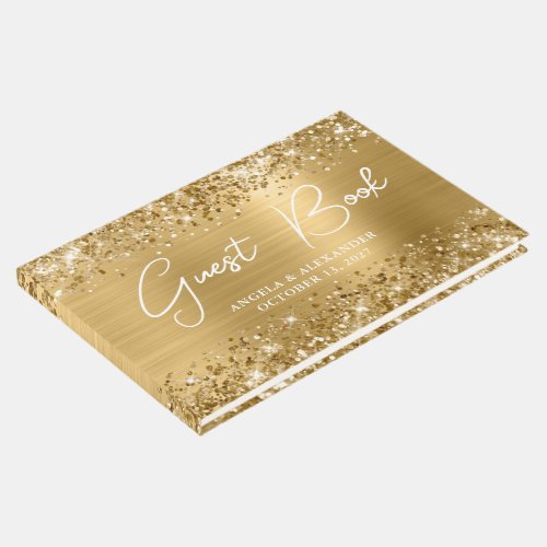 Glittery Gold Glam Wedding Guest Book