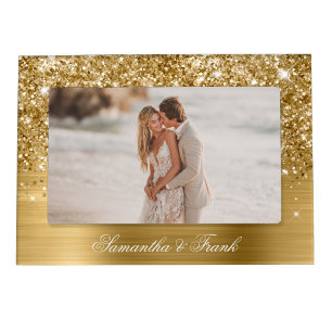 Glittery Gold Glam Wedding Magnetic Frame