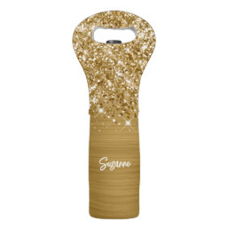 Glittery Gold Glam Wine Bag