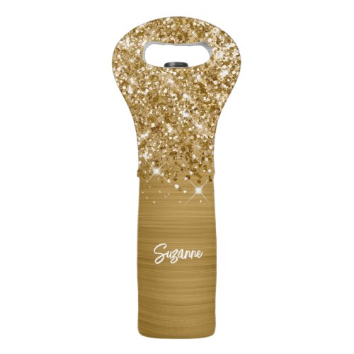 Glittery Gold Glam Wine Bag