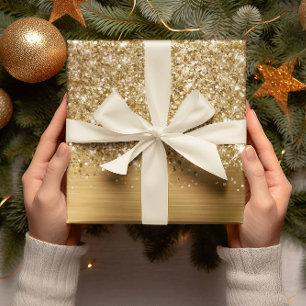 Glittery Gold Glam Wrapping Paper Sheets