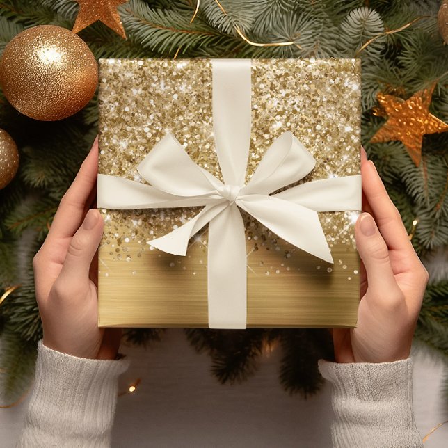 Glittery Gold Glam Wrapping Paper Sheets (Glittery Gold Glam Wrapping Paper Sheets)
