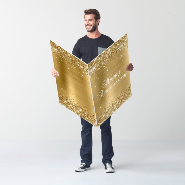 Glittery Gold Happy Anniversary Card (In Situ)