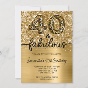 Glittery Gold Leopard 40 and Fabulous Invitation