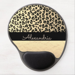 Glittery Gold  Leopard Personalized          Gel Mouse Pad