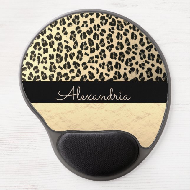 Glittery Gold  Leopard Personalized          Gel Mouse Pad (Front)
