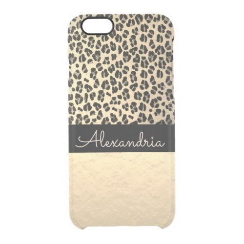 Glittery Gold Leopard Personalized    Clear iPhone 66S Case