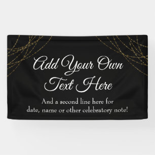 Glittery Gold Light Strings Add Your Own Text Banner