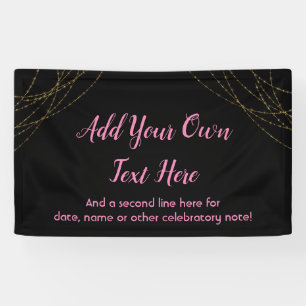 Glittery Gold Light Strings Add Your Own Text Banner